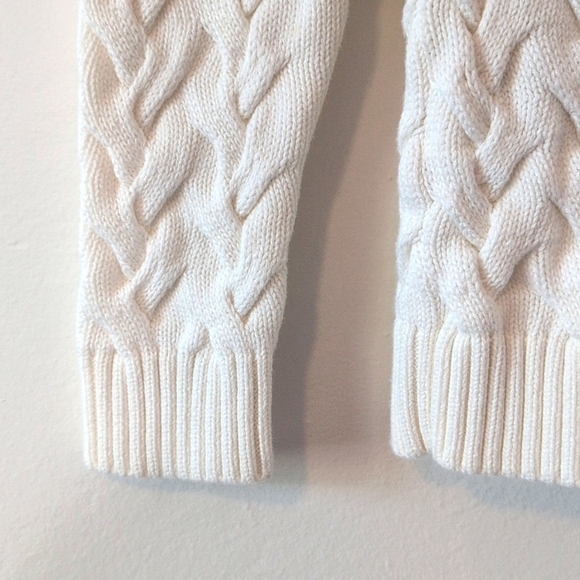 Lands End Classic Preppy White Cotton Cable Knit Crew Neck Sweater Sz Small 6-8 - Picture 6 of 8